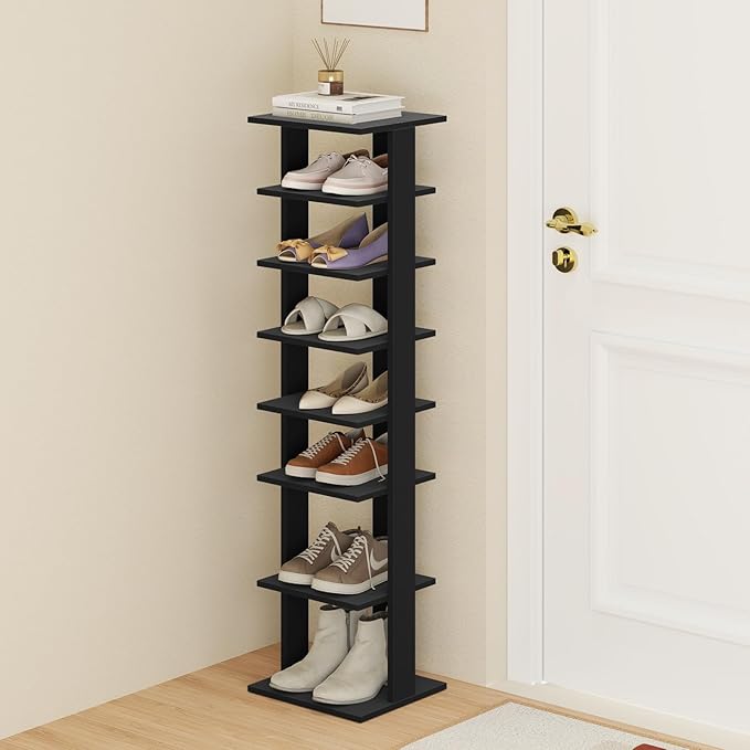 Tangkula 8-Tier Vertical Shoe Rack, Space-Saving Corner Shoe Organizer for 7 Pairs, Narrow Shoe Storage for Entryway, Front Door, or Closet-NeatNest