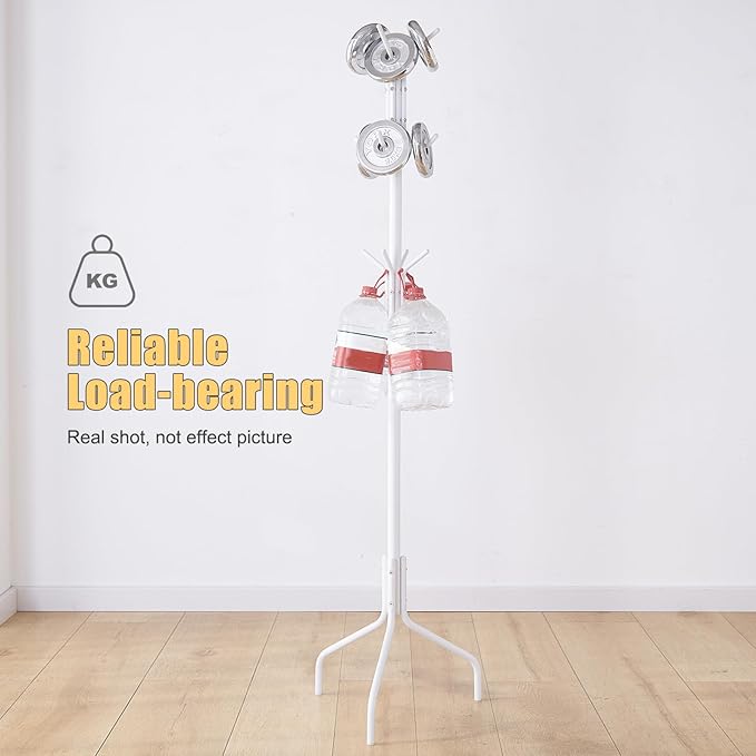 Coat Rack Freestanding for entryway,Living Room,Bedroom,Metal coat tree with12 Hooks and 3 Legs,hat stand (White)-NeatNest