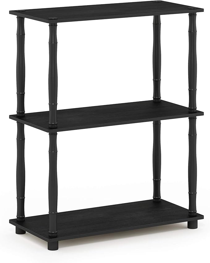 Furinno Turn-N-Tube 3-Tier Compact Multipurpose Shelf Display Rack with Classic Tube, Americano/Black-NeatNest