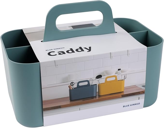 BLUE GINKGO Stackable Organizer Caddy – Korean-Made Portable Tote for Bathroom, Office, Crafts, or School Supplies (Rectangle, Green)-NeatNest