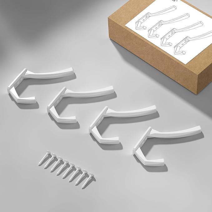 Heavy Duty Wall Hooks, 5.7 Inch Large Coat Hooks, 6 Packs Towel Hooks for Hanging in Bathroom, Bedroom, Entryway, Kitchen, etc (White, 4 Pack)