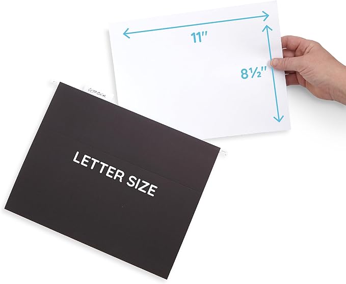 Blue Summit Supplies Hanging File Folders, 25 Reinforced Hang Folders, Designed for Home and Office Color Coded File Organization, Letter Size, Black, 25 Pack-NeatNest