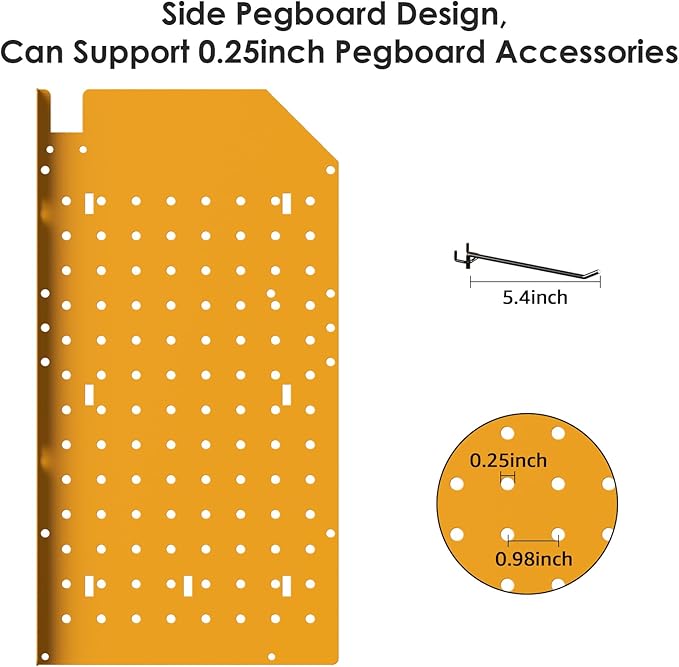 CCCEI Modular Pegboard Rack Power Tool Organizer with Charging Station. 4 Layer Wall Mount Drill Holder, Yellow Tool Battery Charger Organizer. Garage Shop Storage Utility Shelf with 10FT Power Strip-NeatNest