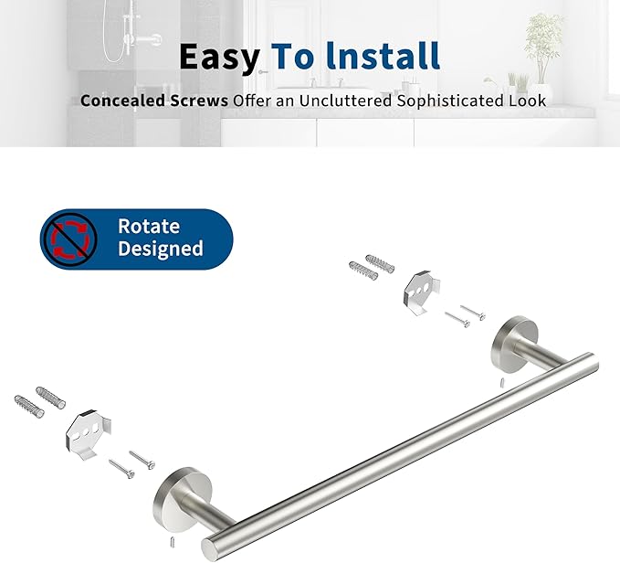 Brushed Nickel Towel Bar, 14 Inch Towel Racks for Bathroom Wall Mounted, Thicken SUS304 Stainless Steel Heavy Duty Hand Towel Holder Organizer, Bathroom Accessories, Total Length 16.5 Inch-NeatNest