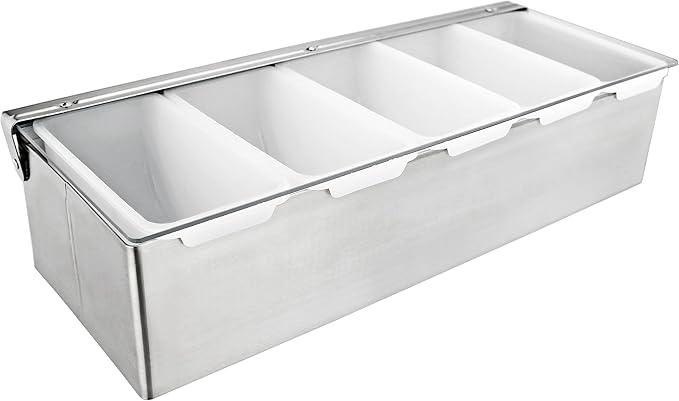New Star Foodservice 48032 Stainless Steel Condiment Dispenser with 5 Compartments (No Ice Tray)-NeatNest