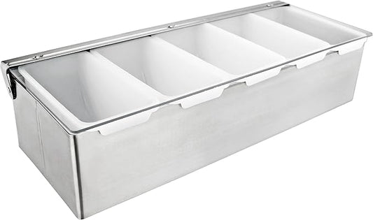 New Star Foodservice 48032 Stainless Steel Condiment Dispenser with 5 Compartments (No Ice Tray)-NeatNest