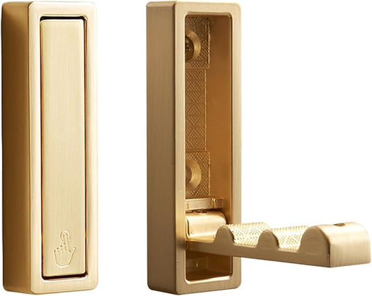 2Pcs Folding Coat Hooks, Heavy Duty Foldable Hook Made of Zinc Alloy, Foldable Gold Wall Hooks for Bathroom, Entryway, Closet, Pool and Kitchen are Coat, Key Backpack, Storage Solutions (Gold)-NeatNest
