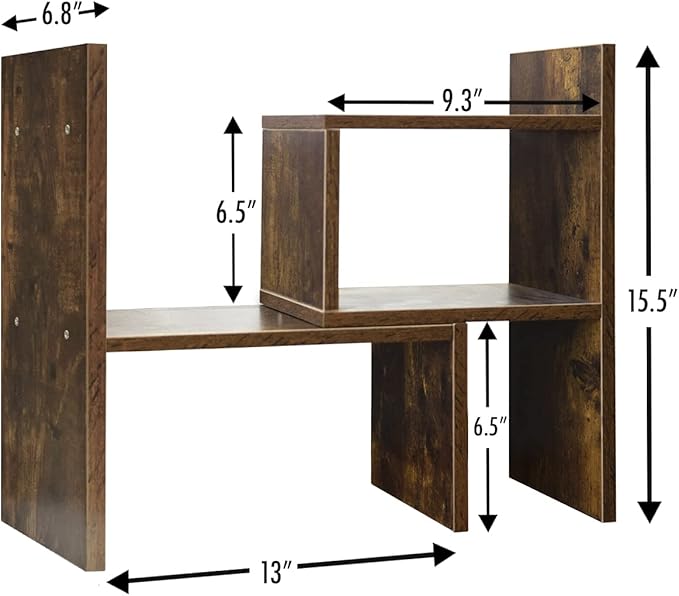 BROWN-BROWN Desktop Shelves & Office Shelves Desk Shelf Organizer Wooden Desk Shelf-NeatNest