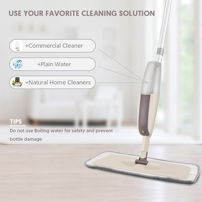 HOMTOYOU Spray Mops for Floor Cleaning: Wet Floor Mop with 3 Washable Microfiber Pads for Hardwood Laminate Wood Vinyl Ceramic Tiles Home Kitchen-NeatNest