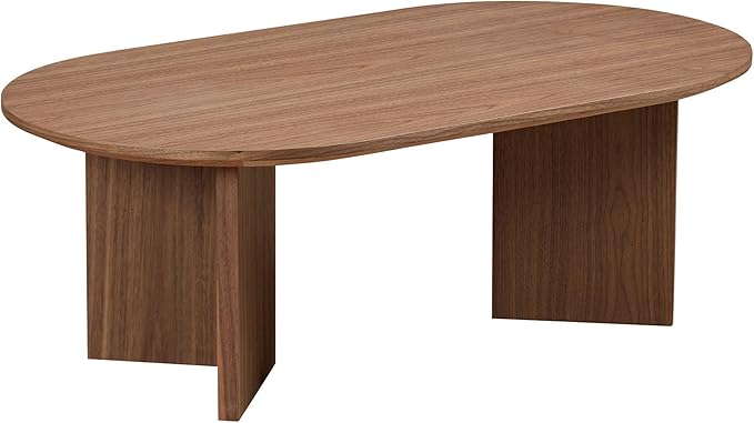 KEVINSPACE W39.37 Oval Coffee Table for Living Room Home Modern CoffeeTable with Design CoffeeTable Legs Wood Accent Center Table Mid Century Minimalist Tea Table Cocktail Table Office Walnut