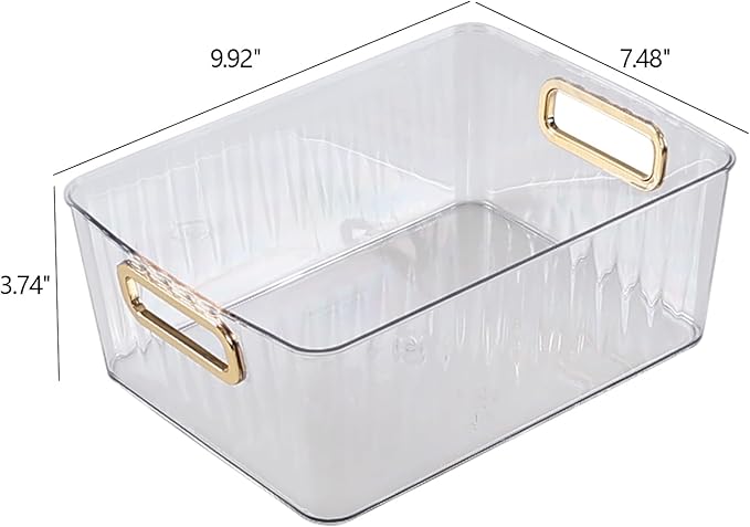 Clear Plastic Organizing Bins, Plastic Pantry Storage Baskets for Fridge, 6-Packs-NeatNest