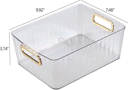 Clear Plastic Organizing Bins, Plastic Pantry Storage Baskets for Fridge, 6-Packs-NeatNest