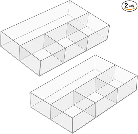 JessLab Acrylic Organizers, Bathroom Organizer for Drawer, Cosmetic Display Cases for Vanity, Countertop, Desk, Kitchen, and Makeup Storage, 2-Pack