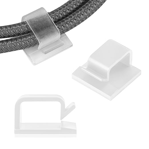63pcs Translucent Cable Management,Adhesive Cable Clips,Cord Organizer Inner Diameter 0.49"x 0.31",Cord Clips for Wires on Wall,Under Desk,Nightstand,PC,TV,Outdoor Christmas Lights Strip-NeatNest