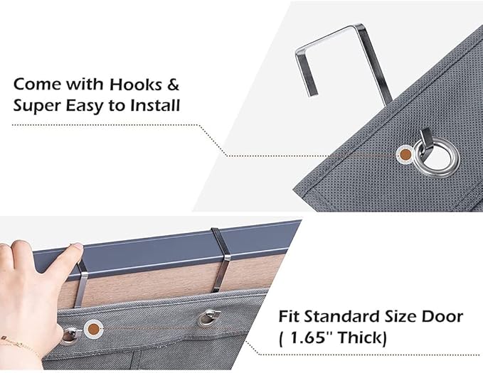 Over The Door Hanging Shoe Organizer Shoe Rack Hanger 24 Large Fabric Pockets Holder with 4 Sturdy Hooks (GREY)-NeatNest