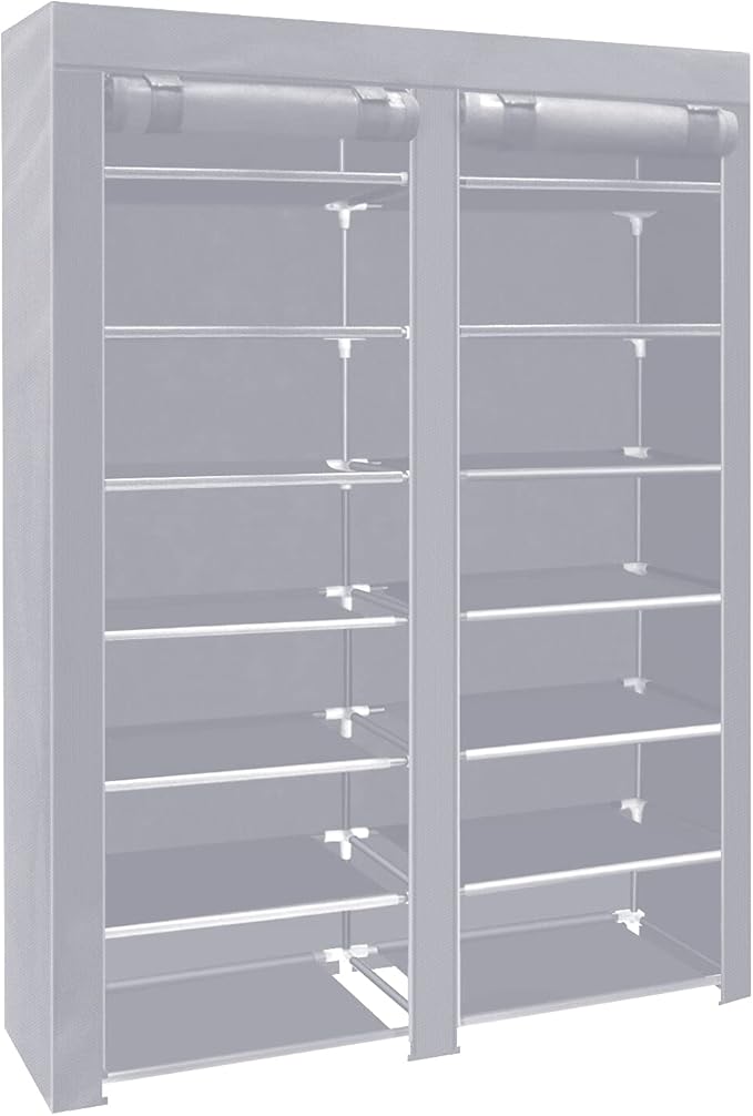 ERONE Shoe Rack Storage Organize, 28 Pairs Portable Double Row with Nonwoven Fabric Cover Shoe Shelf Cabinet for Closet-NeatNest