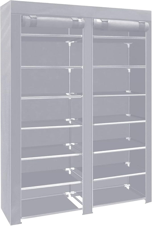 ERONE Shoe Rack Storage Organize, 28 Pairs Portable Double Row with Nonwoven Fabric Cover Shoe Shelf Cabinet for Closet-NeatNest