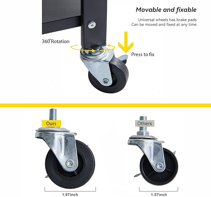 BRIAN & DANY 5-Tier Foldable Storage Shelves with Wheels, Folding Metal Rack Shelving Unit, Heavy Duty No Assembly Organizer Shelf for Garage, Kitchen, Basement, Pantry, Black-NeatNest