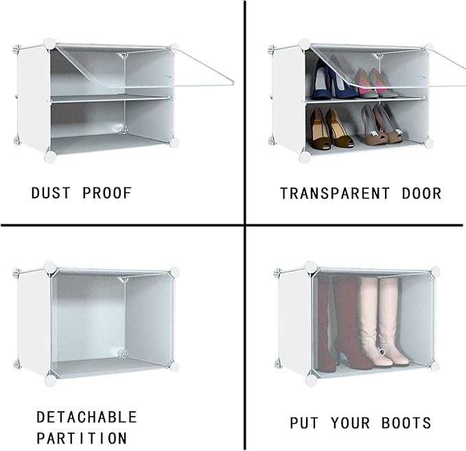 Shoe Rack Organizer, 48 Pair Shoe Storage Cabinet with Door Expandable Plastic Shoe Shelves for Closet,Entryway,Hallway,Bedroom-NeatNest