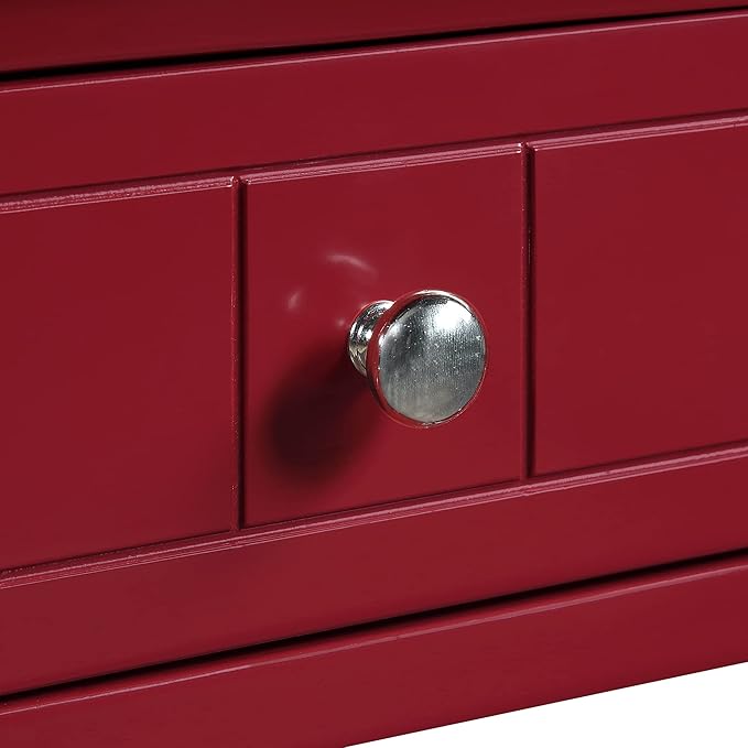 Convenience Concepts French Country Khloe 1 Drawer Accent End Table 14" - Traditional Farmhouse Side Table with Storage Drawer and Shelf for Living Room, Cranberry Red-NeatNest