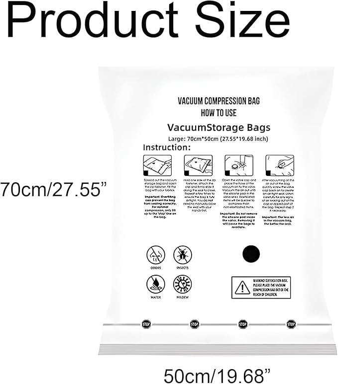8 Medium Vacuum Storage Seal Bags, Space Saver Bags with Travel Hand Pump, Compression Airtight Sealer Bags for Clothes, Bedding, Pillows, Comforters, Blankets-NeatNest