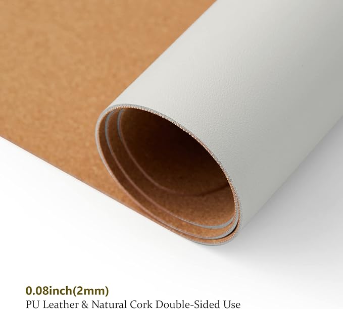 Cork Desk Mat - Dual-Sided Desk Pad for Office and Home - Desk Organization and Accessories - Ideal for Large Mouse Pad and Desk Mats on Top of Desks(White,80cmx 40cm)-NeatNest
