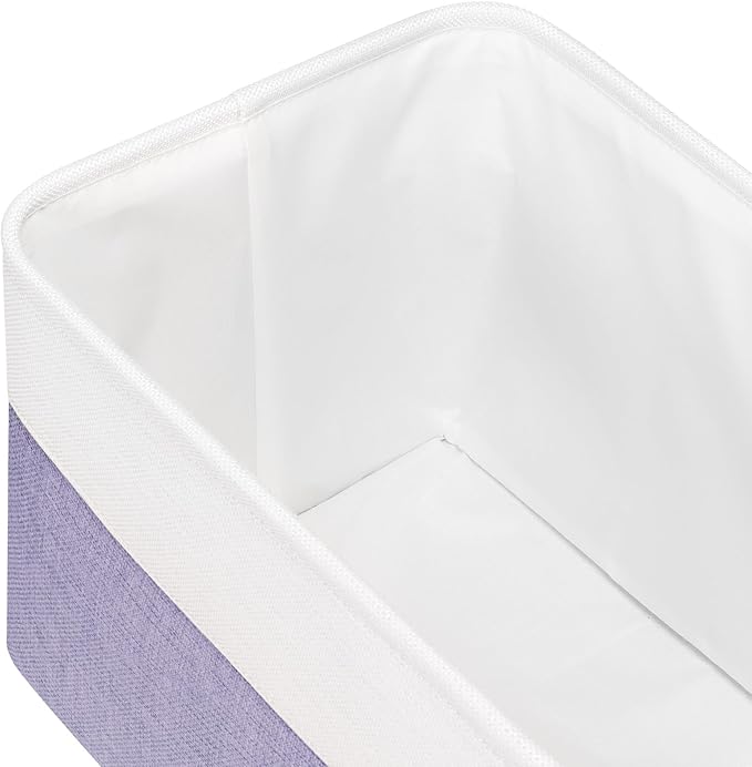 Univivi Large Fabric Storage Baskets Hard Bottom Organizer Bins for Shelves Organizing Foldable Storage Bins with PU Handles for Closet (Purple-4-Pack)-NeatNest