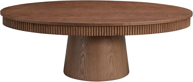 Coffee Table Modern Oval Wood Coffee Tables Mid Century Center Fluted Farmhouse Drum Tea Boho Wooden for Living Room Apartment Home Office Walnut 47.24" W x 26.77" D x 15.86" H-NeatNest