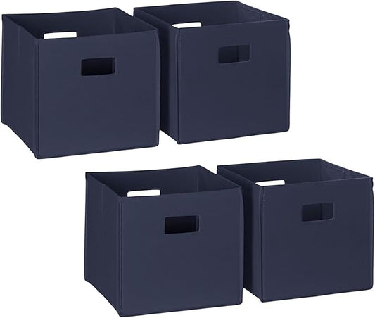 RiverRidge Folding Storage Bins with Handles Navy Cube Storage Organizer for Closet, Bedroom & Playroom - Closet Organizers and Storage Set of 4-NeatNest