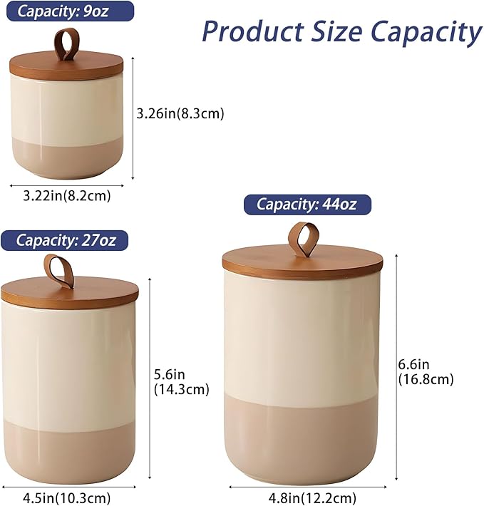 Coffee Canister, Ceramic Food Storage Jars with Lids Salt Matcha Container Brown Sugar Container Bowl for Kitchen Tea, Coffee Beans, Spice (#001Khaki-44oz/1300ml)-NeatNest