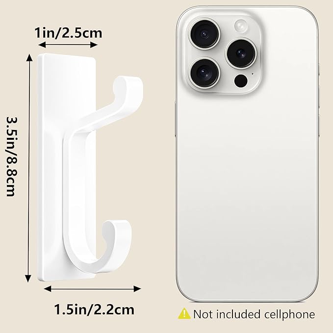 6 Pack Self Adhesive Wall White Hooks - Coat Hooks Wall Mount for Clothes, Towel, Keys, Purse, Backpack, Bag, Hat, Sticky Hooks for Door, Kitchen, Bathroom, Shower, Rental Houses, Hold 10Lbs.