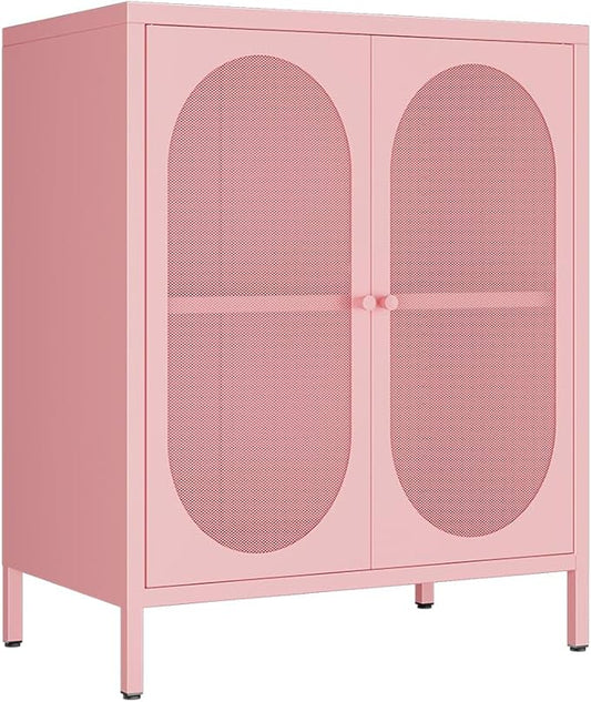 2 Door Accent Cabinet,Metal Storage Cabinet with Adjustable Shelf,Buffet Sideboard for Bed Room,Living Room,Entryway,Hallway,Home,Hotel,Office,Garage,Kitchen,1 Removable Shelf.