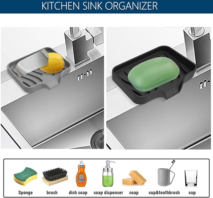 3PCS Draining Soap Dishes, Dishwashing Sponge Soap Holder with Water Tray, Keep The Place Dry, Easy to Clean Soap Cases, Suitable for Kitchen, Bathroom, Soap Container-NeatNest