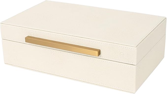 Beige Shagreen box Faux Leather Decorative Boxes,Keepsake And Memory Storage Decorative Boxes with Lids for Modern Home Decor Jewelry Box Organizer-NeatNest