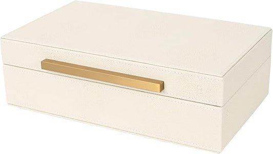 Beige Shagreen box Faux Leather Decorative Boxes,Keepsake And Memory Storage Decorative Boxes with Lids for Modern Home Decor Jewelry Box Organizer-NeatNest