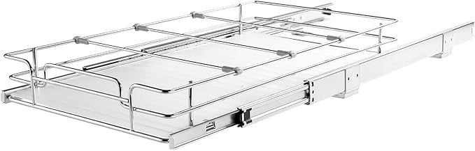 VEVOR 12.5"Wx21"Dx3.5"H Pull Out Cabinet Organizer, Heavy Duty Slide Out Pantry Shelves, Chrome-Plated Steel Roll Out Drawer, Drawer Storage for Home Under Sink, 14"Wx22"Dx7"H Install Size for Cabinet-NeatNest