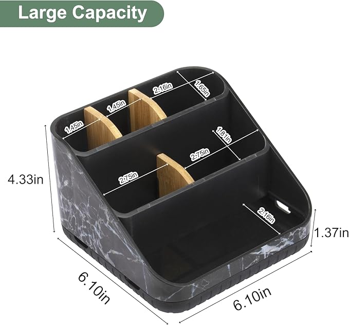 Chintu Toothbrush Holders for Bathroom Counter Organizer - 6 Slots Tooth Brushing Holder for Family Kids, Electric Toothbrush and Toothpaste Holder for Vanity Countertop Storage Black Marble-NeatNest