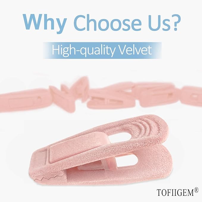 Light Pink Velvet Hangers Clips 20 PCS, Non-Slip Velvet Clip for Pant Skirt Velvet Hangers, Strong Flocking Hangers Clips-NeatNest
