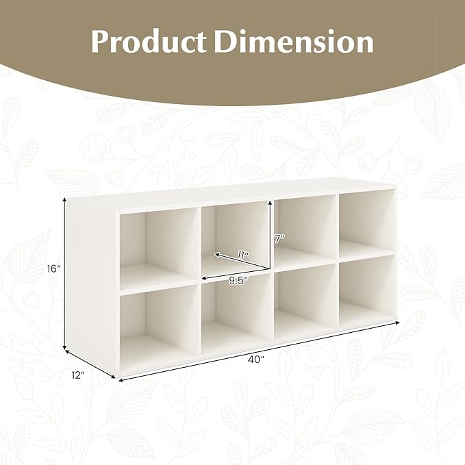 Giantex Shoe Bench 8 Cubes, 40" Entryway Bench with Storage, 8-Cubby Shoe Rack, Shoe Organizer Storage Cabinet for Entryway, Hallway, Mudroom, Living Room, Bedroom, Support up to 500 lbs, White