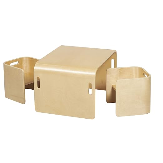 ECR4Kids Bentwood Multipurpose Table and Chair Set, Kids Furniture, Natural, 3-Piece