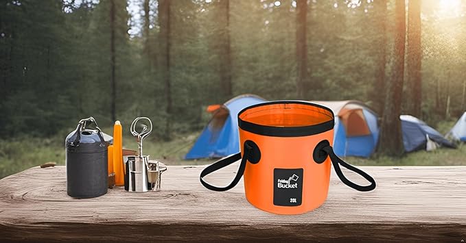 BANCHELLE Collapsible Bucket Water Container Portable Folding Camp Wash Basin for Outdoor Traveling Hiking Fishing Car Washing Gardening Camping (Orange, 20L)-NeatNest