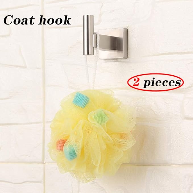 GERZWY Bathroom Coat Hook SUS 304 Stainless Steel Single Towel/Robe Clothes Hook for Bath Kitchen Garage Heavy Duty Contemporary Hotel Style Wall Mounted 2 Pack Brushed Finish DG1407-LS