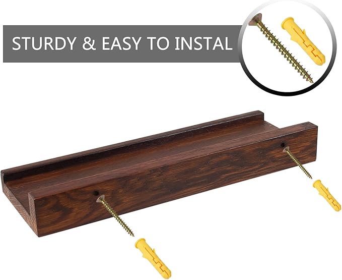 12 Inch Floating Shelves Wall Mounted, Rustic Wall Shelves for Decor and Storage, Solid Walnut Wood Shelf, Picture Ledge for Bedroom/Bathroom/Living Room/Kitchen, Walnut Color, 12*4*1.5 (1 Pack)-NeatNest