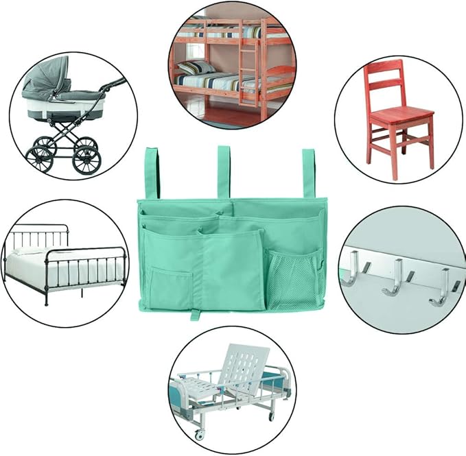 Bunk Bed Organizer - Bedside Storage Caddy with Pocket, Hanging Organizer for Camp, Dorm, Room, Hospital Bed Rail and More (Light Blue)-NeatNest