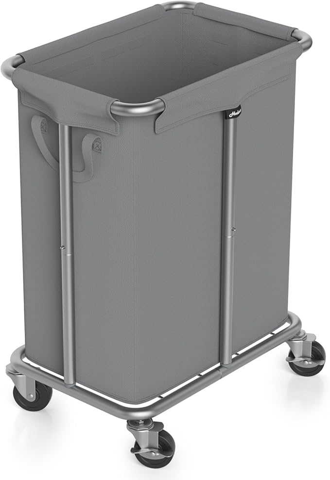 Laundry Basket with Wheels, Rolling Laundry Hamper, 46 Gallons (170L), Removable and Machine Washable Liner, Steel Frame, Large Laundry Cart for Laundry Room, Bedroom, Bathroom, Dorm - Grey