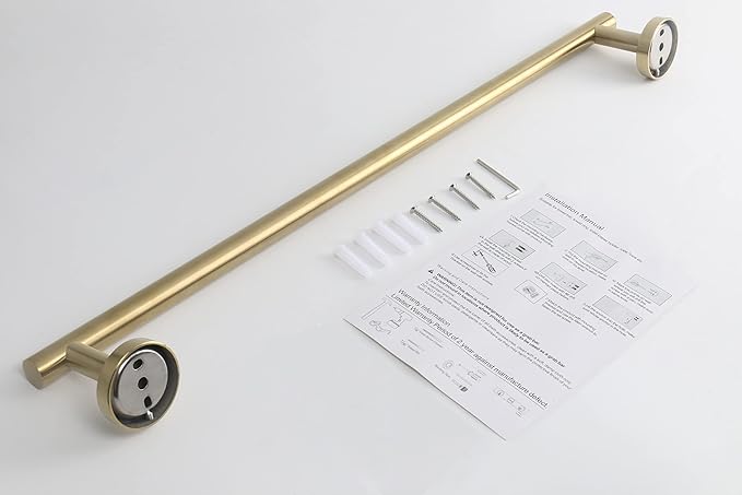 TocTen Bath Towel Bar - Thicken SUS304 Stainless Steel Bathroom Towel Holder, Towel Rod for Bathroom Heavy Duty Wall Mounted Towel Rack Hanger (24IN, Gold)