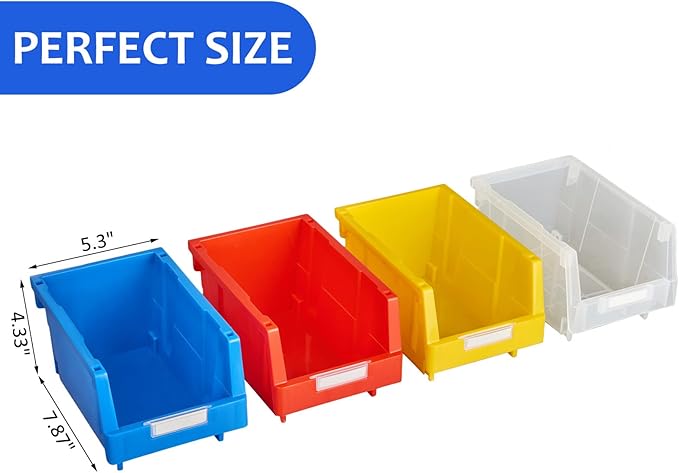 Hardware Storage Bins for Garage&tool room(Yellow,pack of 12)