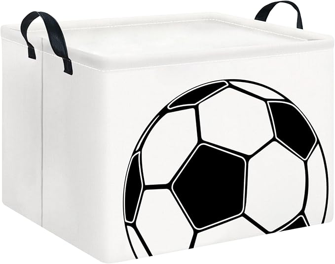 CLOCOR Rectangular Boys Construction Storage Basket,Kids Toy Bins,Waterproof Tractor Truck Storage Box with Handles,Gift Basket,Excavator Printed Bedroom Playroom Decor(Football)-NeatNest