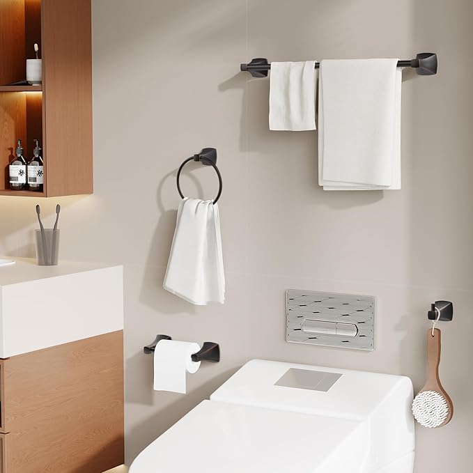 Hand Towel Holder for Bathroom Oil Rubbed Bronze Towel Ring Stainless Steel and Zinc Alloy Towel Hanger Wall Mount for Bath, Kitchen
