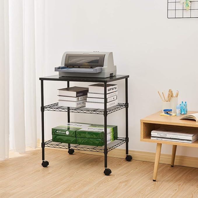 3 Tier Adjustable Storage Shelf Metal Storage Rack Wire Shelving Unit Storage Shelves for Pantry Closet Kitchen Laundry Bathroom (Black4-3-Tier)
